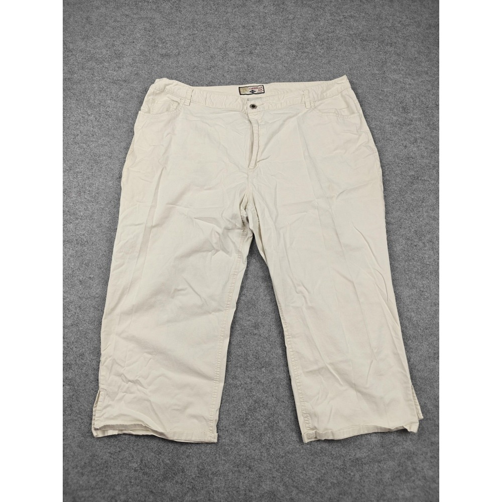 Caribbean Joe Capri Jeans Womens 20W White High Rise Relaxed Crop Stretch Denim